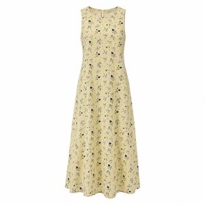 Women’s Yellow Floral Sleeveless Maxi Dress